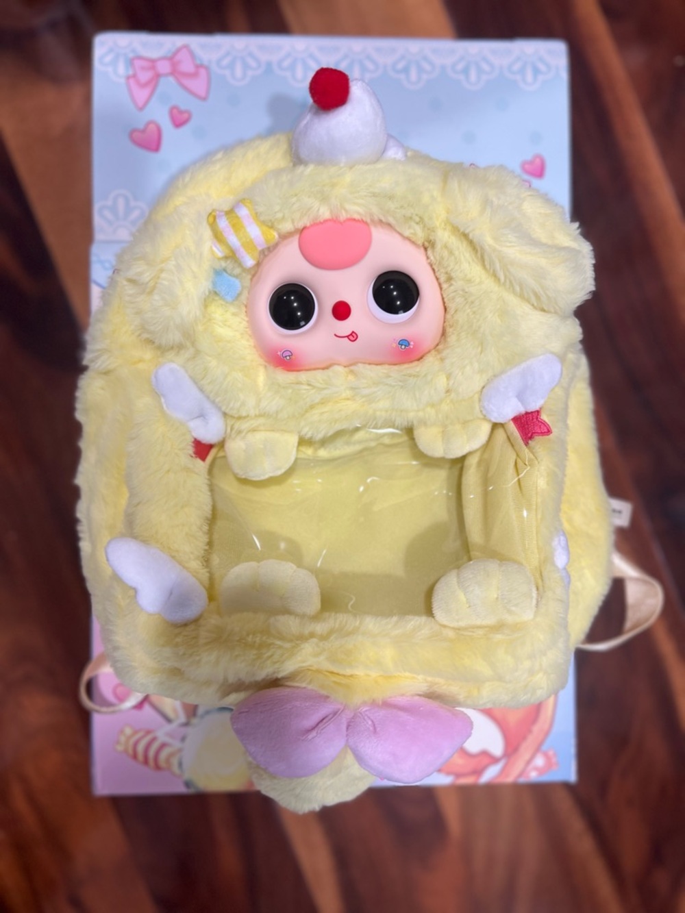 Baby three Ita backp Plush Yellow Character Kids Toy Backpack - Cute Doll Design
